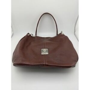 I Medici Firenze Brown Leather Hobo Shoulder Bag Made: Italy Silver Logo Plaque